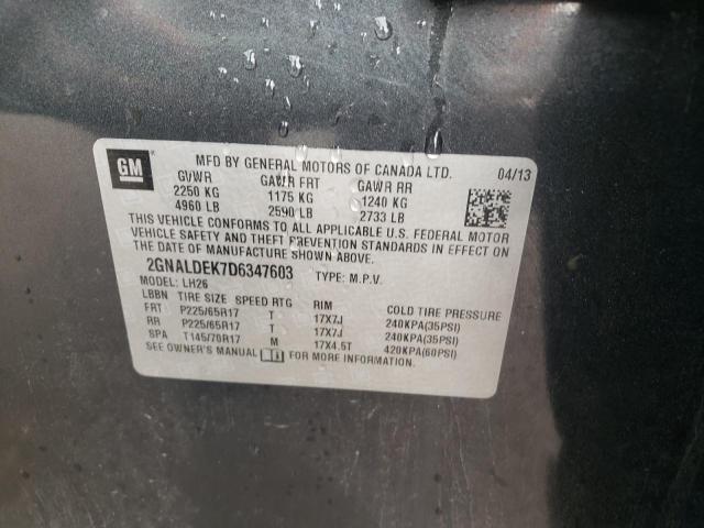 Photo 10 from auction – 2013 CHEVROLET EQUINOX LT with VIN 2GNALDEK7D6347603