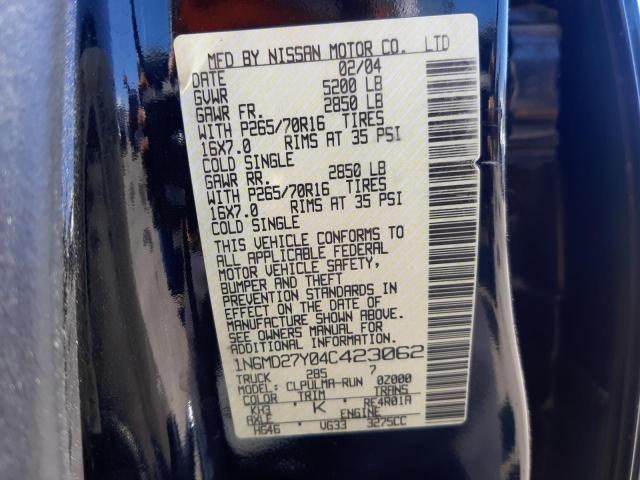 Photo 10 from auction – 2004 NISSAN FRONTIER C with VIN 1N6MD27Y04C423062