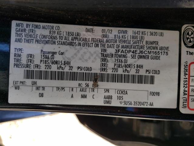 Photo 10 from auction – 2012 FORD FIESTA SE with VIN 3FADP4EJ6CM165175