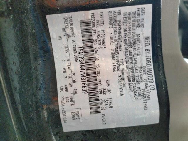 Photo 10 from auction – 2007 FORD FOCUS ZX4 with VIN 1FAFP34N47W316639