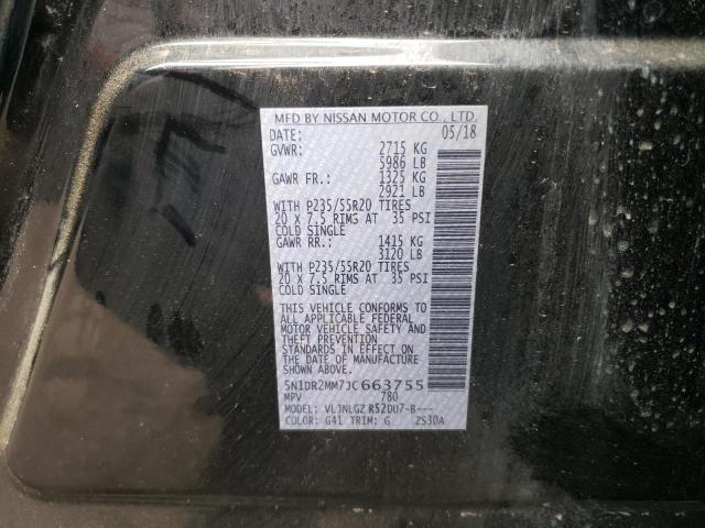 Photo 10 from auction – 2018 NISSAN PATHFINDER with VIN 5N1DR2MM7JC663755