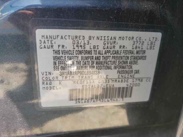 Photo 10 from auction – 2013 NISSAN SENTRA S with VIN 3N1AB7AP9DL694833