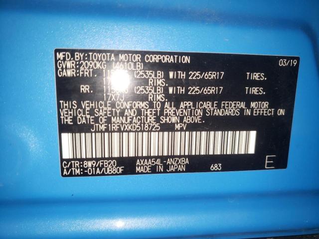 Photo 10 from auction – 2019 TOYOTA RAV4 LE with VIN JTMF1RFVXKD518725