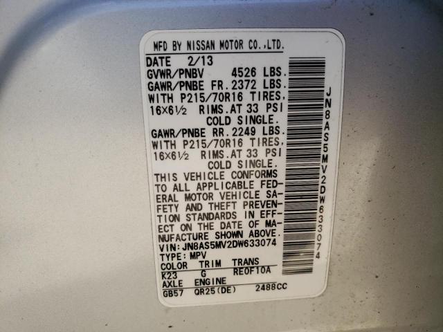 Photo 10 from auction – 2013 NISSAN ROGUE S with VIN JN8AS5MV2DW633074