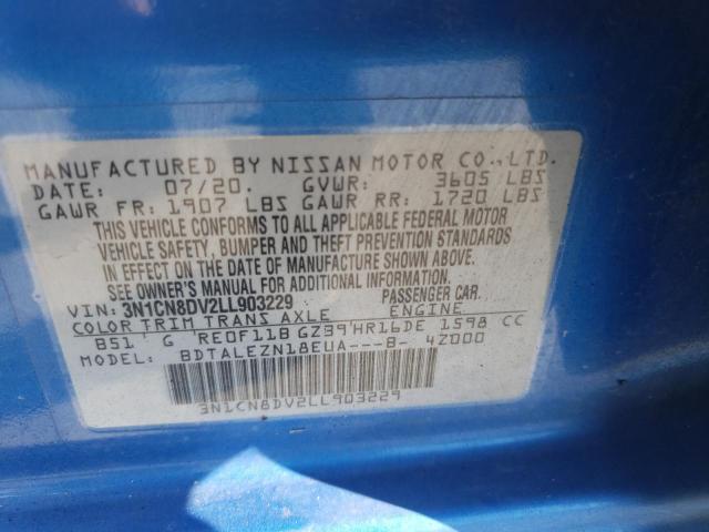 Photo 10 from auction – 2020 NISSAN VERSA S with VIN 3N1CN8DV2LL903229