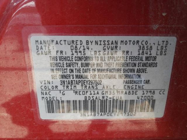 Photo 10 from auction – 2014 NISSAN SENTRA S with VIN 3N1AB7AP0EY297502