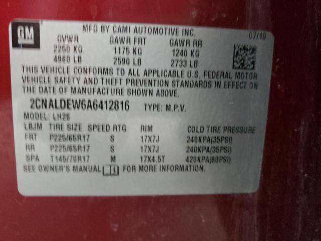 Photo 10 from auction – 2010 CHEVROLET EQUINOX LT with VIN 2CNALDEW6A6412816