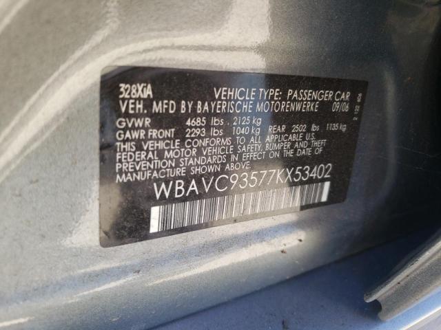 Photo 10 from auction – 2007 BMW 328 XI with VIN WBAVC93577KX53402
