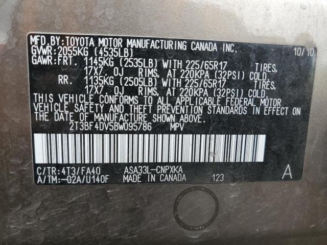 Photo 10 from auction – 2011 TOYOTA RAV4 with VIN 2T3BF4DV5BW095786
