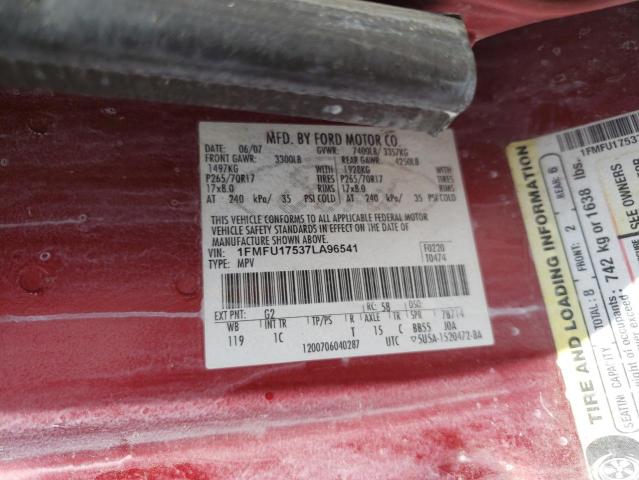 Photo 10 from auction – 2007 FORD EXPEDITION with VIN 1FMFU17537LA96541