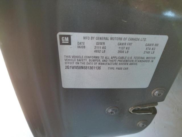Photo 10 from auction – 2008 CHEVROLET IMPALA 50T with VIN 2G1WV58N681361136