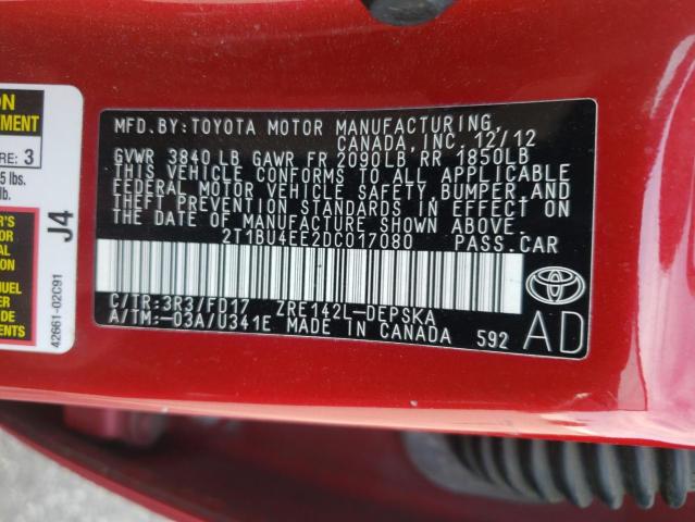 Photo 10 from auction – 2013 TOYOTA COROLLA BA with VIN 2T1BU4EE2DC017080