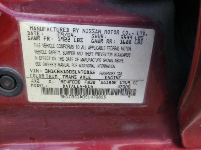 Photo 10 from auction – 2005 NISSAN SENTRA 1.8 with VIN 3N1CB51D05L470855