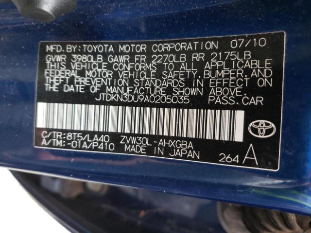 Photo 10 from auction – 2010 TOYOTA PRIUS with VIN JTDKN3DU9A0205035