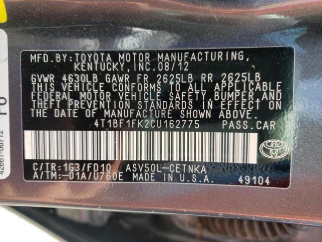 Photo 10 from auction – 2012 TOYOTA CAMRY with VIN 4T1BF1FK2CU162775