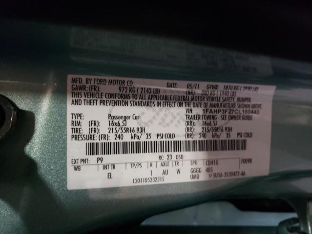 Photo 10 from auction – 2012 FORD FOCUS SE with VIN 1FAHP3F27CL160443