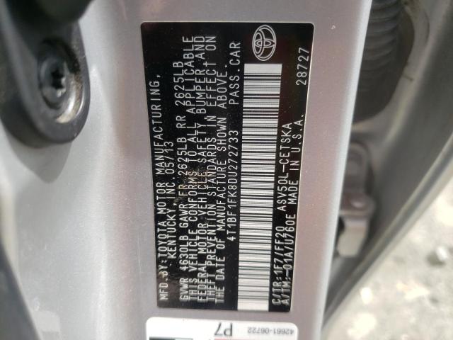 Photo 10 from auction – 2013 TOYOTA CAMRY L with VIN 4T1BF1FK8DU272733