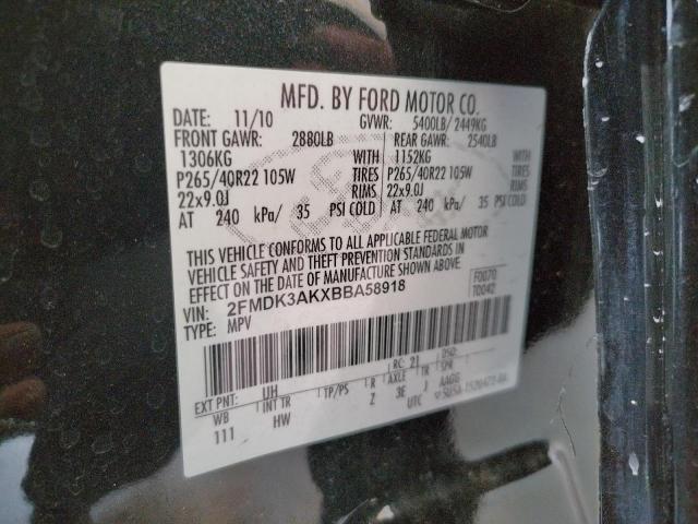 Photo 10 from auction – 2011 FORD EDGE SPORT with VIN 2FMDK3AKXBBA58918
