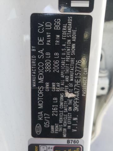 Photo 10 from auction – 2017 KIA FORTE LX with VIN 3KPFK4A77HE157776