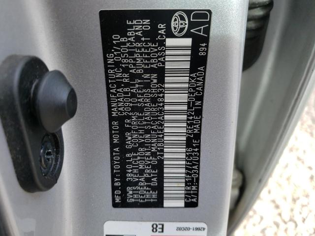 Photo 10 from auction – 2010 TOYOTA COROLLA BA with VIN 2T1BU4EE2AC348432