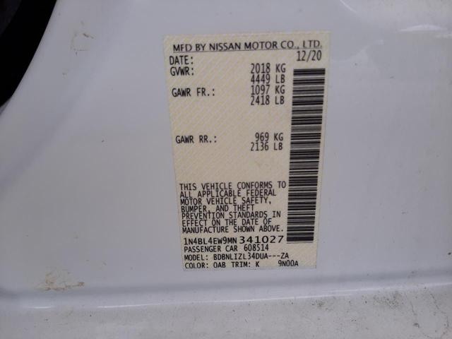 Photo 10 from auction – 2021 NISSAN ALTIMA SL with VIN 1N4BL4EW9MN341027