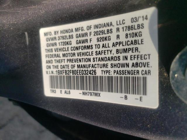 Photo 10 from auction – 2014 HONDA CIVIC EX with VIN 19XFB2F80EE032426