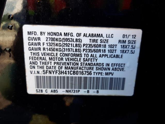 Photo 10 from auction – 2012 HONDA PILOT EX with VIN 5FNYF3H41CB016756