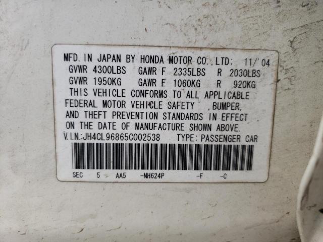 Photo 10 from auction – 2005 ACURA TSX with VIN JH4CL96865C002538