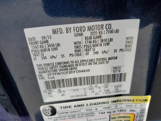 Photo 10 from auction – 2013 FORD F150 SUPER with VIN 1FTFW1CF2DFD54930