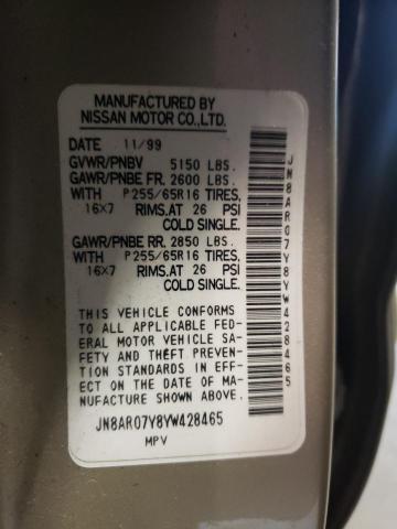 Photo 10 from auction – 2000 NISSAN PATHFINDER with VIN JN8AR07Y8YW428465