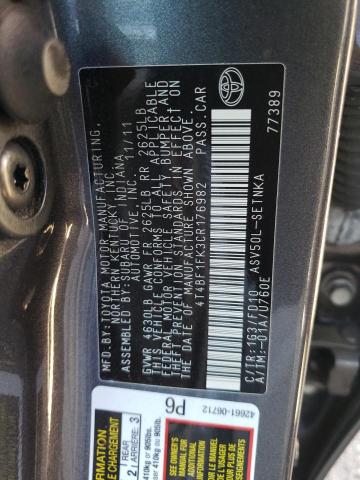 Photo 10 from auction – 2012 TOYOTA CAMRY BASE with VIN 4T4BF1FK3CR176982
