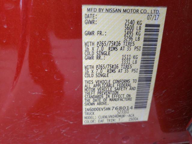 Photo 10 from auction – 2017 NISSAN FRONTIER S with VIN 1N6DD0EV5HN768014