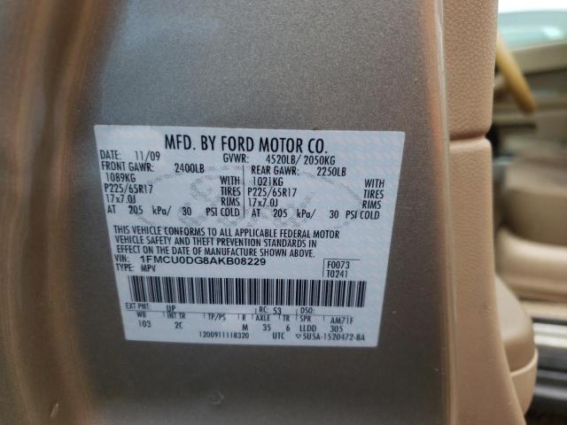 Photo 10 from auction – 2010 FORD ESCAPE XLT with VIN 1FMCU0DG8AKB08229