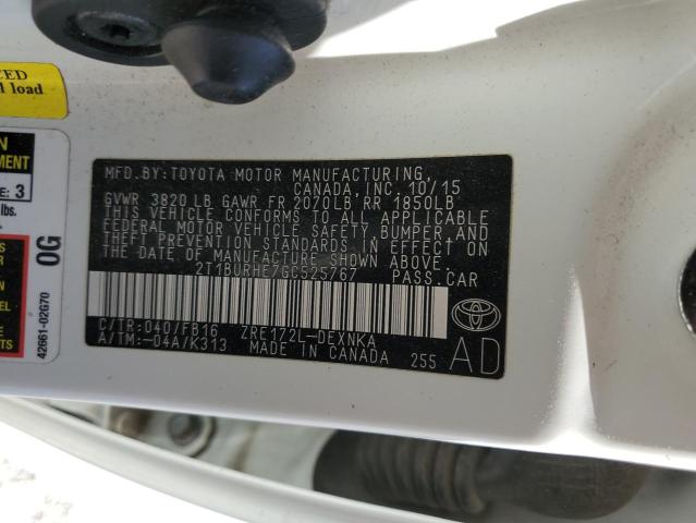 Photo 10 from auction – 2016 TOYOTA COROLLA L with VIN 2T1BURHE7GC525767