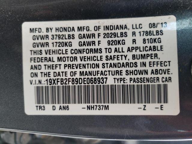 Photo 10 from auction – 2013 HONDA CIVIC EX with VIN 19XFB2F89DE068937