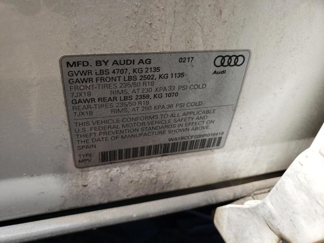 Photo 10 from auction – 2017 AUDI Q3 PREMIUM with VIN WA1BCCFS0HR016419