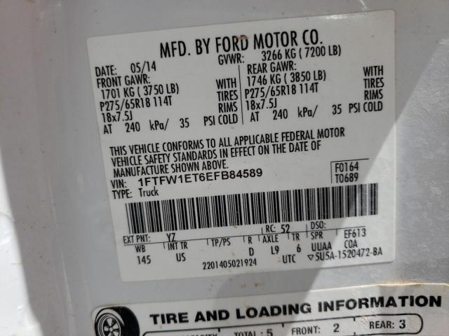 Photo 10 from auction – 2014 FORD F150 SUPER with VIN 1FTFW1ET6EFB84589