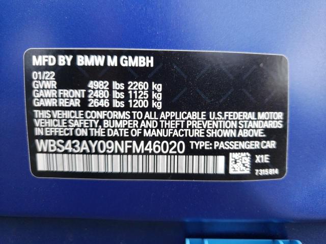 Photo 10 from auction – 2022 BMW M3 COMPETI with VIN WBS43AY09NFM46020