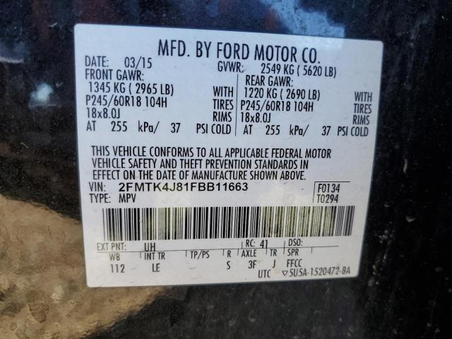 Photo 10 from auction – 2015 FORD EDGE SEL with VIN 2FMTK4J81FBB11663