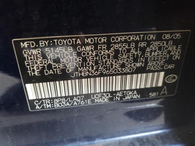 Photo 10 from auction – 2006 LEXUS LS 430 with VIN JTHBN36F965033807