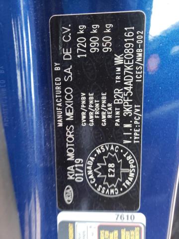 Photo 10 from auction – 2019 KIA FORTE EX with VIN 3KPF54AD7KE089161