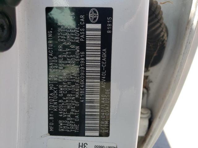 Photo 10 from auction – 2009 TOYOTA CAMRY BASE with VIN 4T1BE46K09U919816