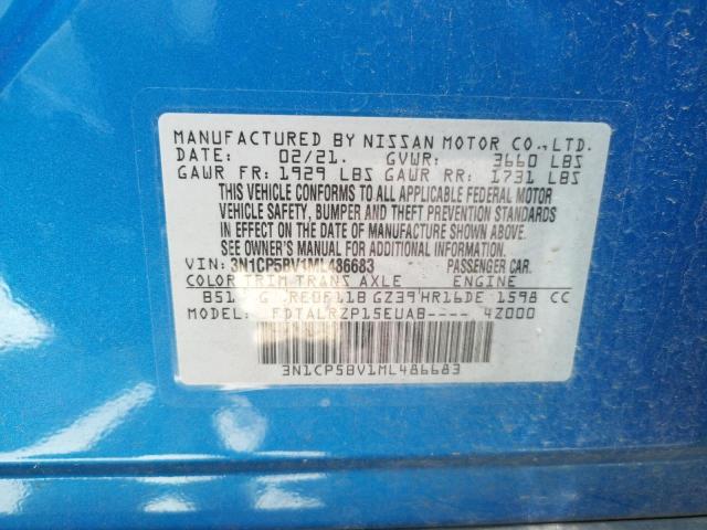 Photo 10 from auction – 2021 NISSAN KICKS S with VIN 3N1CP5BV1ML486683