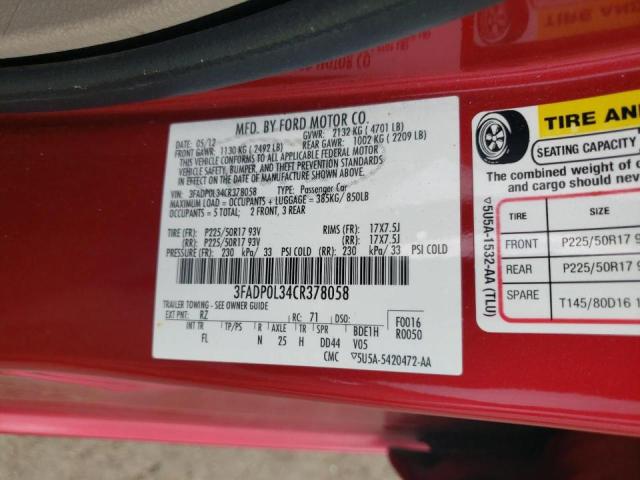 Photo 10 from auction – 2012 FORD FUSION HYB with VIN 3FADP0L34CR378058