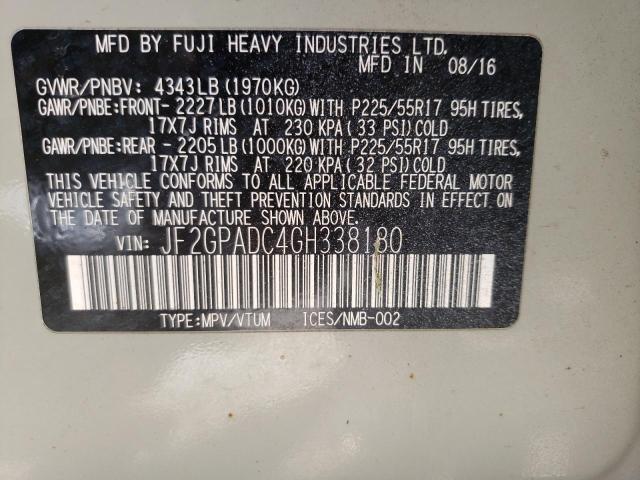 Photo 10 from auction – 2016 SUBARU CROSSTREK with VIN JF2GPADC4GH338180