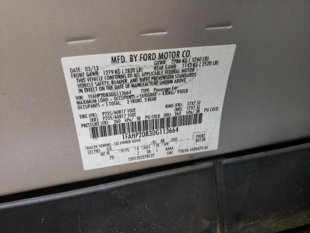Photo 10 from auction – 2013 FORD TAURUS SE with VIN 1FAHP2D83DG113664