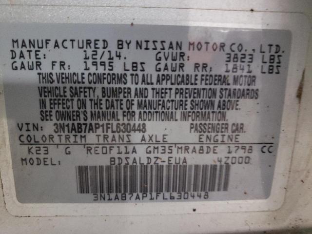 Photo 10 from auction – 2015 NISSAN SENTRA S with VIN 3N1AB7AP1FL630448