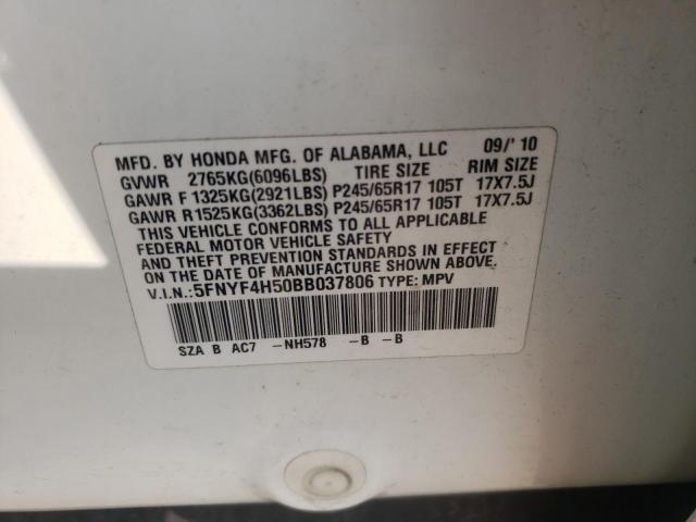 Photo 10 from auction – 2011 HONDA PILOT EXL with VIN 5FNYF4H50BB037806