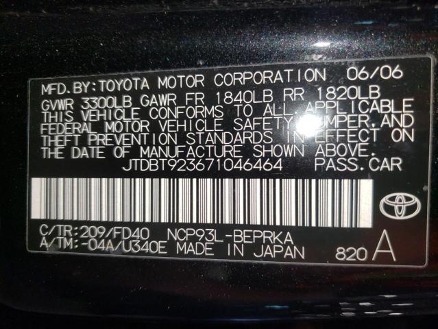 Photo 10 from auction – 2007 TOYOTA YARIS with VIN JTDBT923671046464