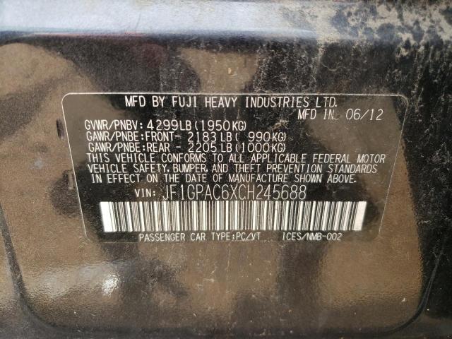 Photo 10 from auction – 2012 SUBARU IMPREZA PR with VIN JF1GPAC6XCH245688